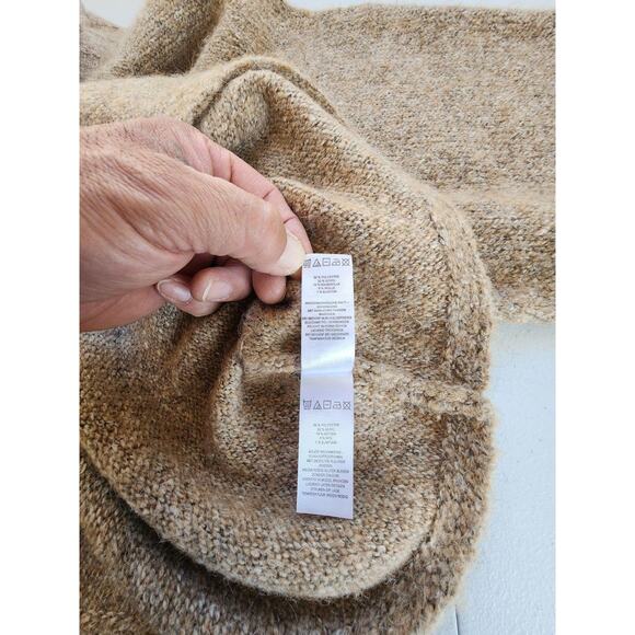 William Rast Sweater Womens Medium Tan Oatmeal Mock Neck Cropped Wool Blend - Picture 8 of 12